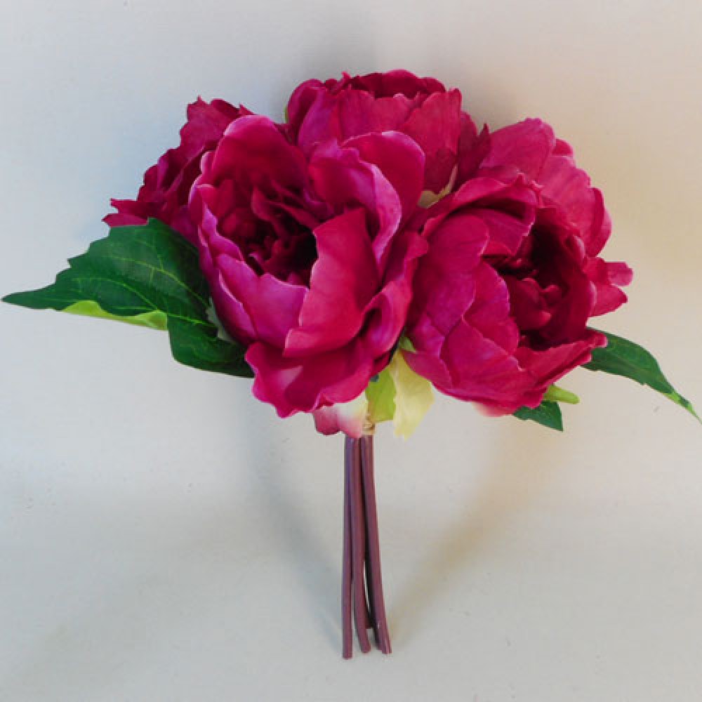 Artificial Peony Flowers Hand Tied Posy Hot Pink 27cm Artificial Flowers